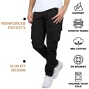 Black & Black & Navy 42 3-Pack Men's Flex-Stretch Cotton Cargo Pants, 31-Inch Inseam - Comfortable and Durable